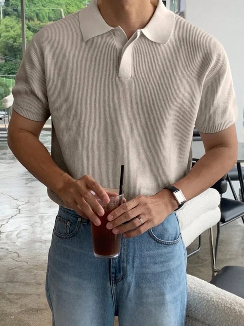 Apricot Casual Men's Half-Zip Color Knit Sweater